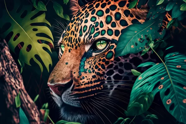 دانلود عکس جگوار در حال تماشای طعمه خود از جنگل‌های بارانی